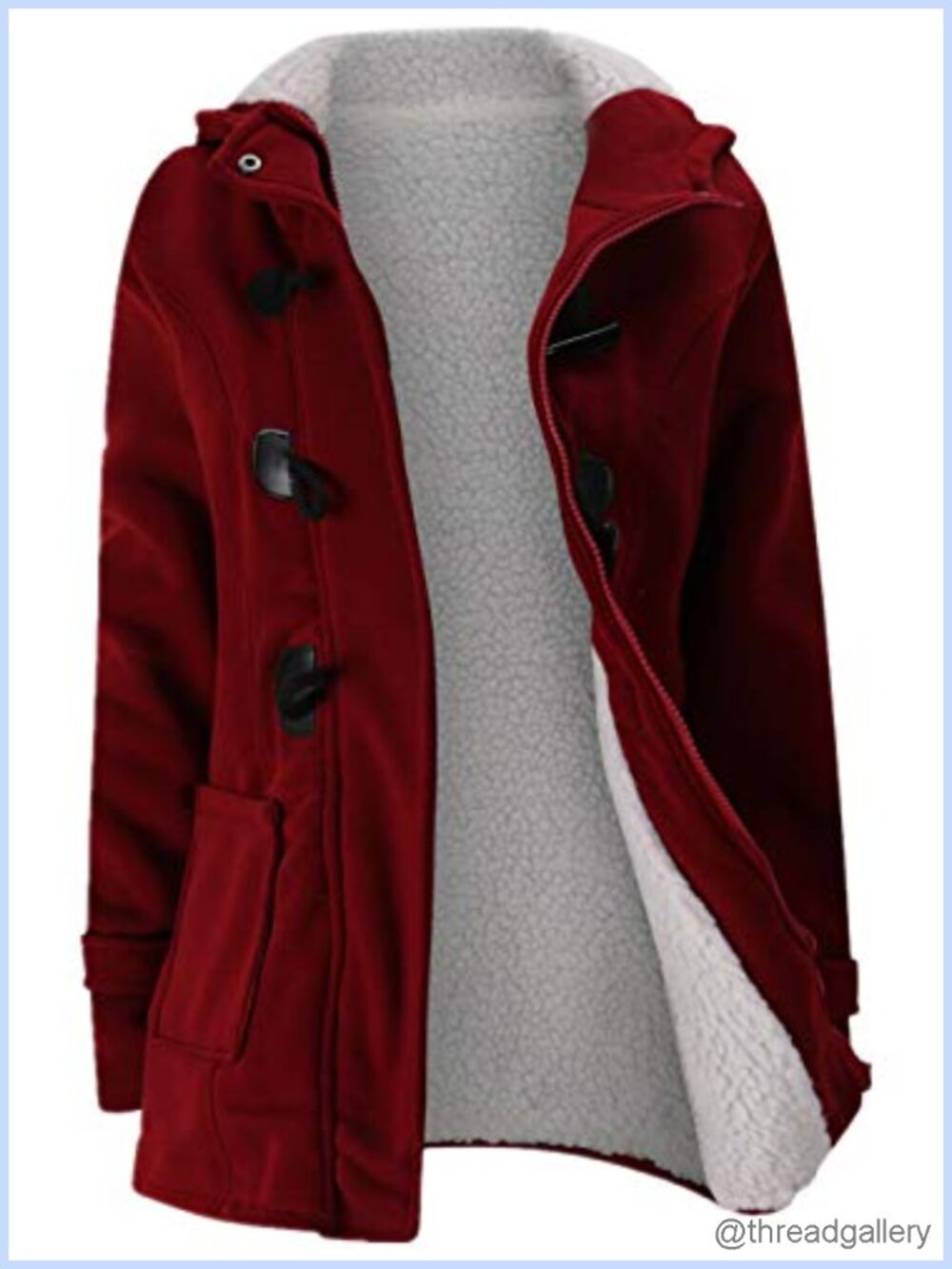 Womens Fleece Thicken Coat Hood Winter Warm Jacket Horn Button